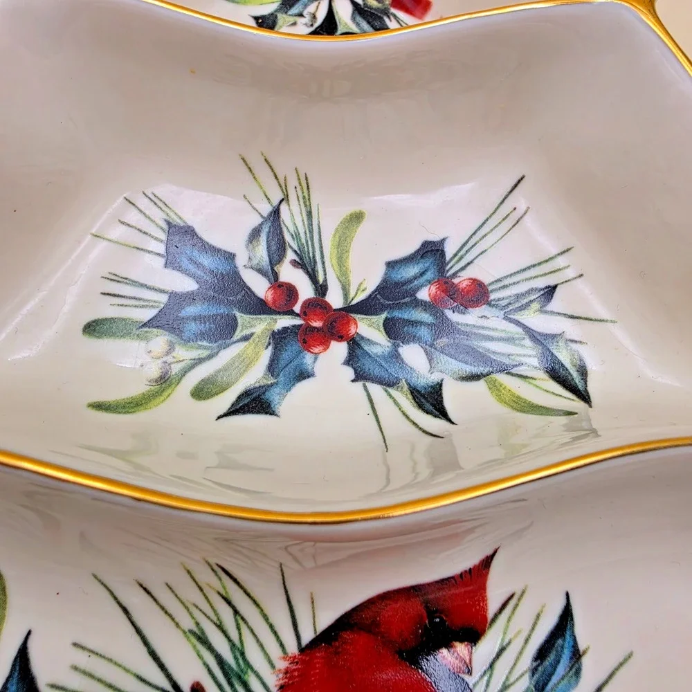 Lenox Winter Greetings Christmas Tree Divided Serving Dish 10